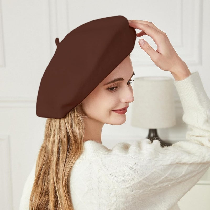 recapitula XXL 100% Wool French White Beret Hats for Women Man Painter hat Classic Painter's Hat Girl Solid Color Classic - Image 3